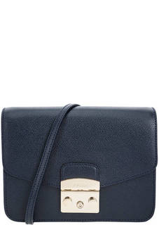 Маленькая синяя сумка из зерненой кожи Metropolis Furla