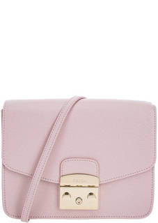 Розовая кожаная сумка через плечо Metropolis Furla