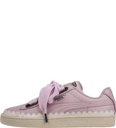 Розовые кожаные кеды Puma
