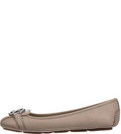 Кожаные балетки с логотипом бренда Michael Michael Kors