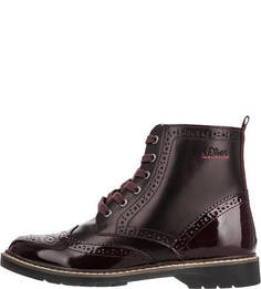 Бордовые ботинки с брогированием S.Oliver