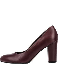 Бордовые кожаные туфли на устойчивом каблуке S.Oliver