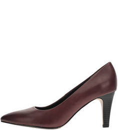 Бордовые кожаные туфли на небольшом каблуке S.Oliver