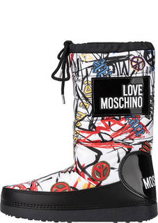 Утепленные полусапоги с разноцветным принтом Love Moschino