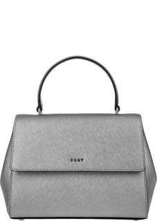 Маленькая серебристая сумка из сафьяновой кожи Dkny