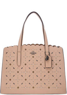 Кожаная сумка с металлическим декором Coach
