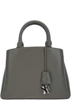 Серая кожаная сумка с короткими ручками Dkny