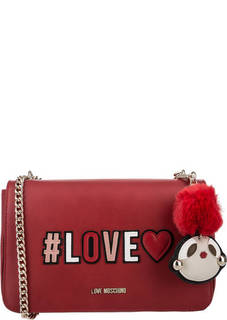 Сумка красного цвета с нашивками Love Moschino