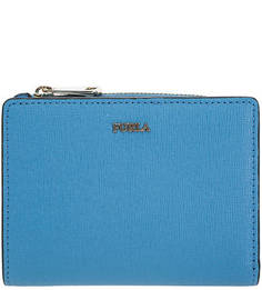 Кошелек синего цвета из сафьяновой кожи Babylon Furla