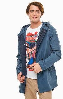 Синяя хлопковая парка с капюшоном Scotch&Soda