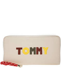 Кошелек молочного цвета с вышивкой Tommy Hilfiger