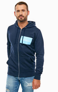 Синяя хлопковая толстовка на молнии Calvin Klein Jeans