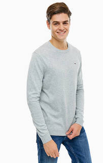Серый хлопковый джемпер с круглым вырезом Tommy Jeans