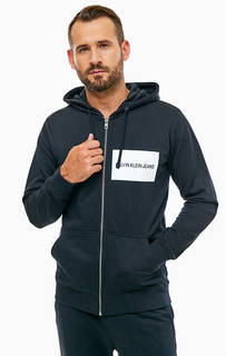 Черная хлопковая толстовка на молнии Calvin Klein Jeans