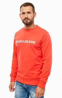 Хлопковый свитшот красного цвета Calvin Klein Jeans