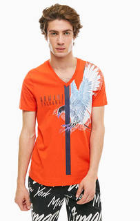 Оранжевая хлопковая футболка Armani Exchange