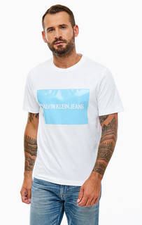 Белая хлопковая футболка с короткими рукавами Calvin Klein Jeans