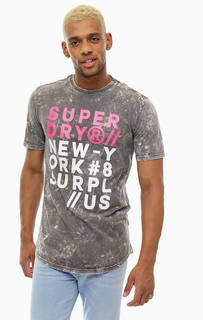Серая хлопковая футболка с круглым вырезом Superdry