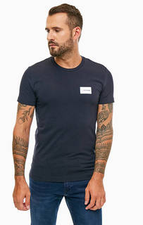 Черная хлопковая футболка с круглым вырезом Calvin Klein Jeans