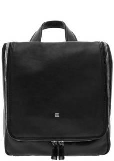 Черный кожаный несессер с откидным клапаном Sergio Belotti