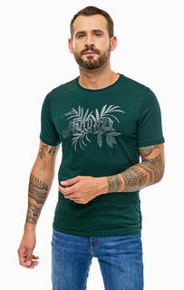 Зеленая хлопковая футболка с принтом Jack & Jones