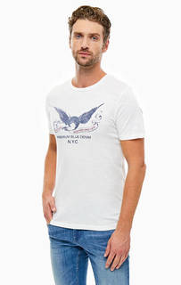 Белая хлопковая футболка с круглым вырезом Jack & Jones