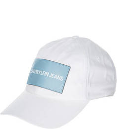 Хлопковая бейсболка с нашивкой из гладкой кожи Calvin Klein Jeans