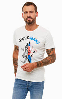 Хлопковая футболка с контрастным принтом Pepe Jeans