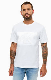 Белая хлопковая футболка с короткими рукавами Calvin Klein Jeans