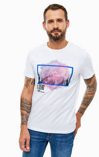 Белая хлопковая футболка с принтом Jack & Jones