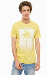 Желтая хлопковая футболка с принтом Armani Exchange