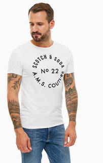 Хлопковая футболка с контрастным принтом Scotch&Soda