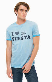 Синяя хлопковая футболка с принтом Scotch&Soda