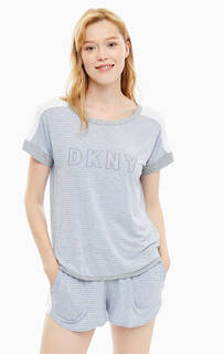 Домашний комплект из футболки и шорт в полоску Dkny