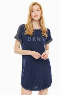 Синее домашнее платье с короткими рукавами Dkny