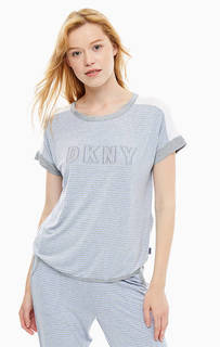 Серая домашняя футболка с нашивками Dkny
