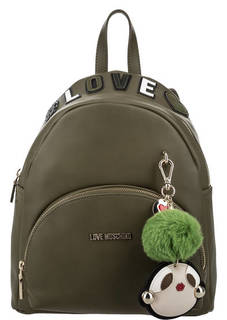Рюкзак цвета хаки с нашивками Love Moschino