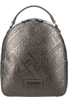 Серебристый рюкзак с тиснением Love Moschino