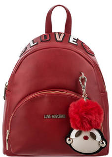 Красный рюкзак с нашивками Love Moschino