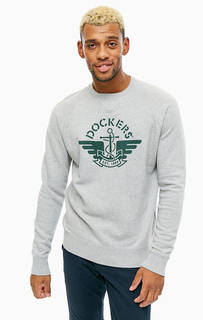 Серый хлопковый свитшот с принтом Dockers