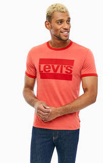 Хлопковая футболка кораллового цвета Levis®