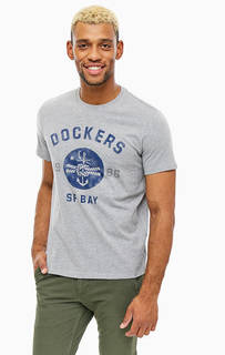 Серая хлопковая футболка с принтом Dockers