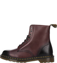 Высокие кожаные ботинки бордового цвета Dr. Martens