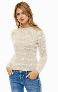 Бежевый джемпер с застежкой на плече Guess