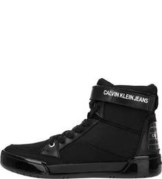 Высокие текстильные кеды с кожаными вставками Calvin Klein Jeans