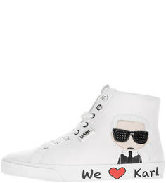 Кожаные кеды с нашивками Karl Lagerfeld