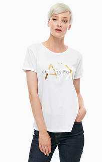 Белая хлопковая футболка принтом Armani Exchange