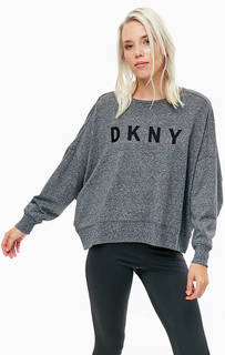 Хлопковый свитшот оверсайз с вырезом на спине Dkny