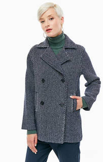 Синее двубортное пальто Stefanel