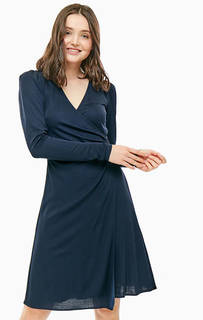 Трикотажное синее платье с длинными рукавами Pennyblack